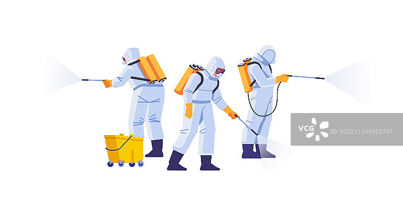 消毒人员佩戴防护口罩图片素材