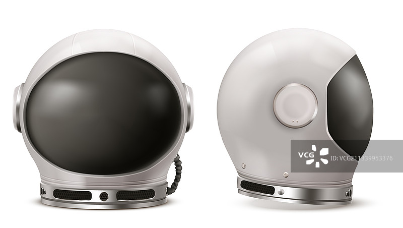 带有黑色玻璃的逼真宇航员头盔图片素材