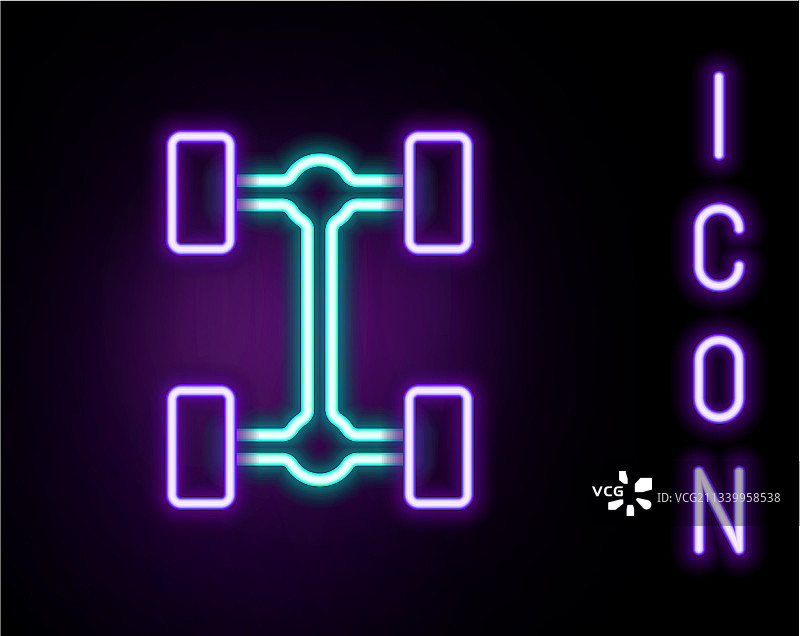发光霓虹线汽车底盘图标图片素材