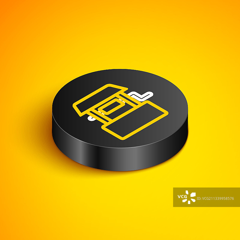 2.5D线条水井图标，黄色背景图片素材