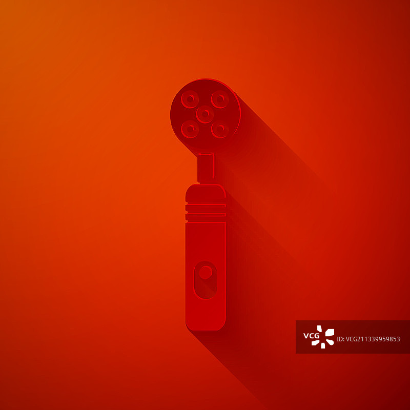 红色背景上的剪纸电动牙刷图标图片素材
