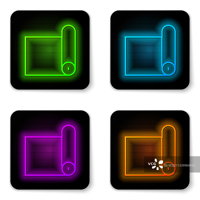 发光的霓虹健身垫卷图标图片素材