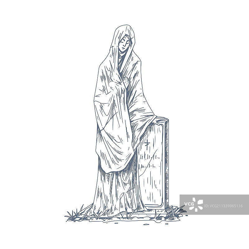 带有复古雕塑的墓碑图片素材