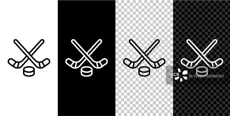 冰球杆和冰球图标图片素材