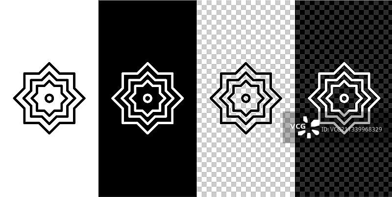 伊斯兰八角星装饰图标线条合集图片素材