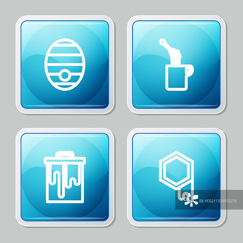 蜂箱、蜂蜜勺和蜂蜜棒图片素材