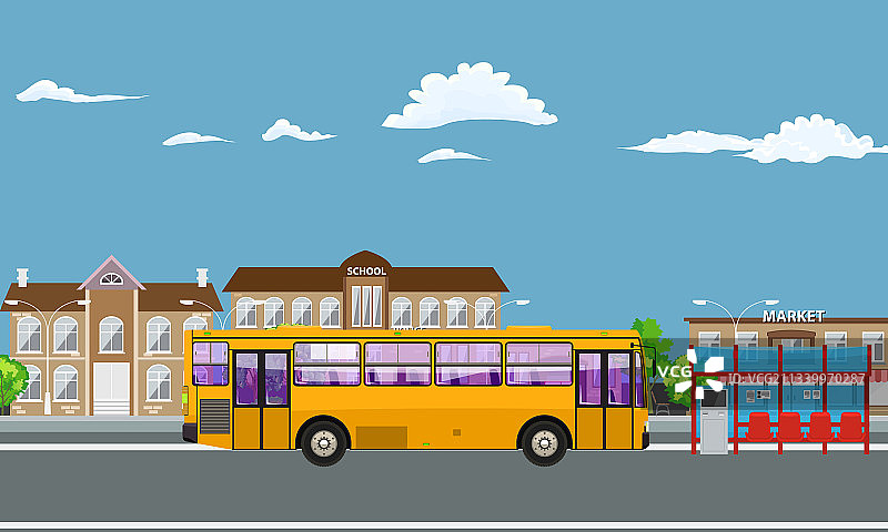 城市公共交通服务宣传海报：公共汽车图片素材