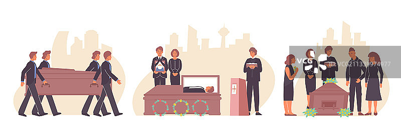 扁平风葬礼组合图片素材