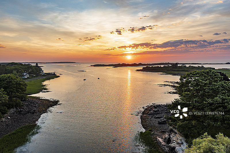 日落时大海对天空的风景，美国，美国图片素材