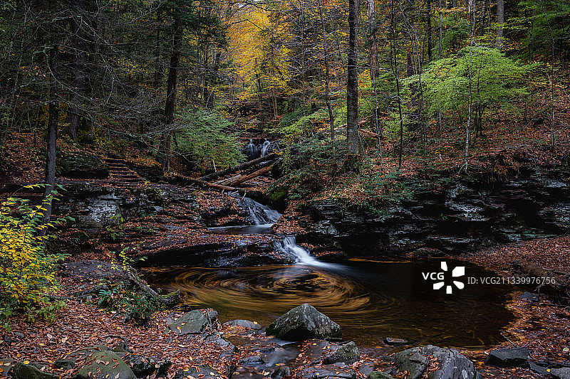 美国里基茨格伦州立公园森林瀑布风景图片素材