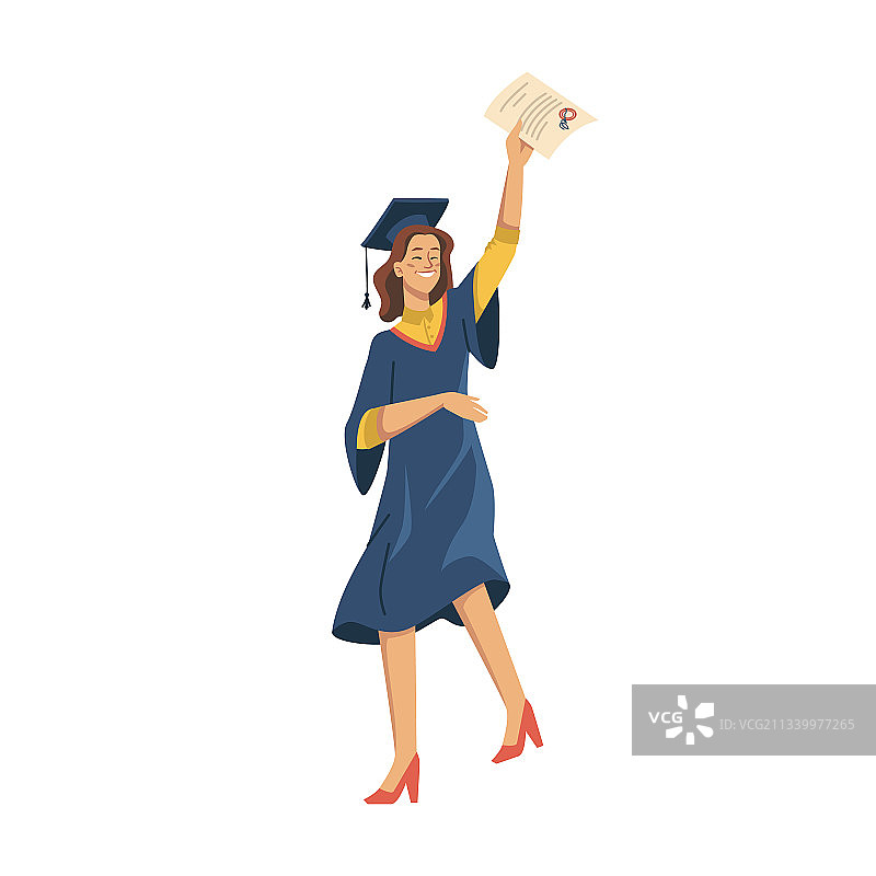 快乐的女毕业生庆祝毕业图片素材