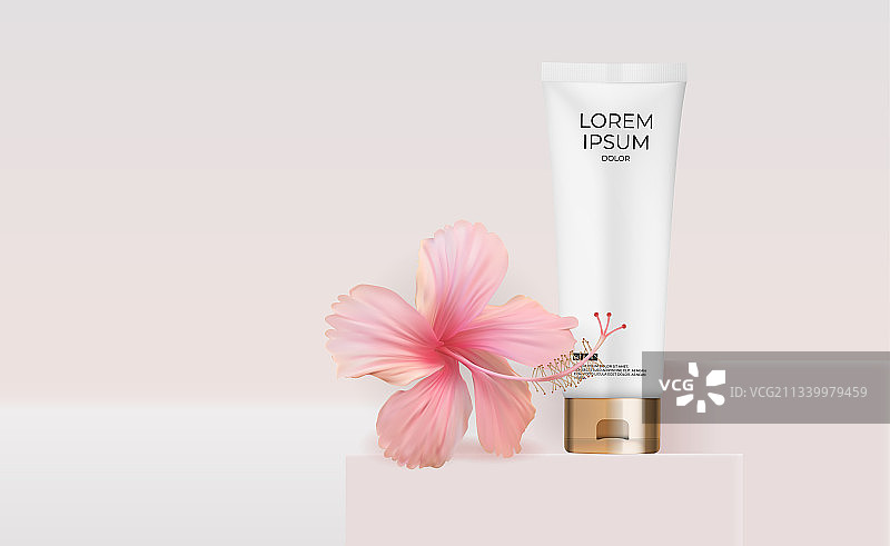 芙蓉花3D逼真风格乳霜管图片素材