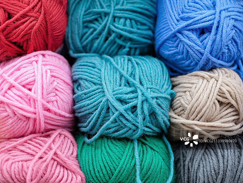 彩色羊毛球全画幅拍摄图片素材