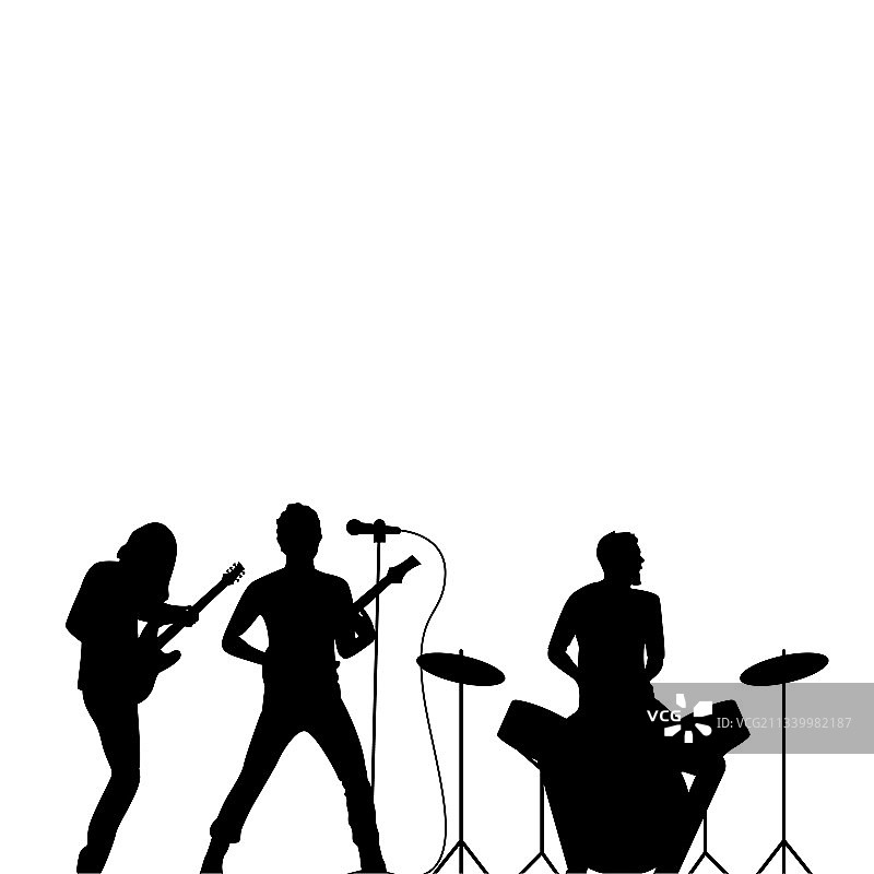 摇滚乐队鼓手歌手吉他手黑色图片素材