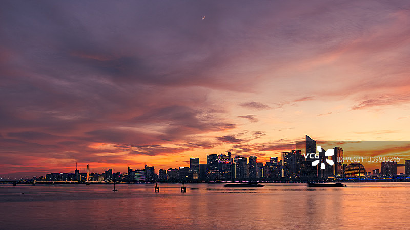 杭州钱江新城火烧云图片素材