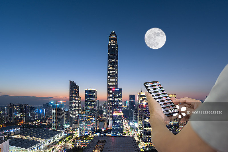 深圳城市风光和股市金融市场概念图片素材