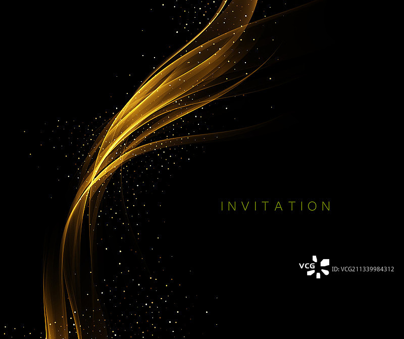 黑色背景上的金色抽象透明光效图片素材
