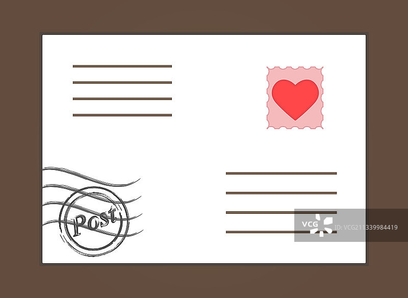 可爱的白色密封信封，带有心形邮票图片素材