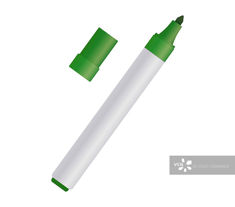 白色背景上的深绿蓝色毡头笔图片素材