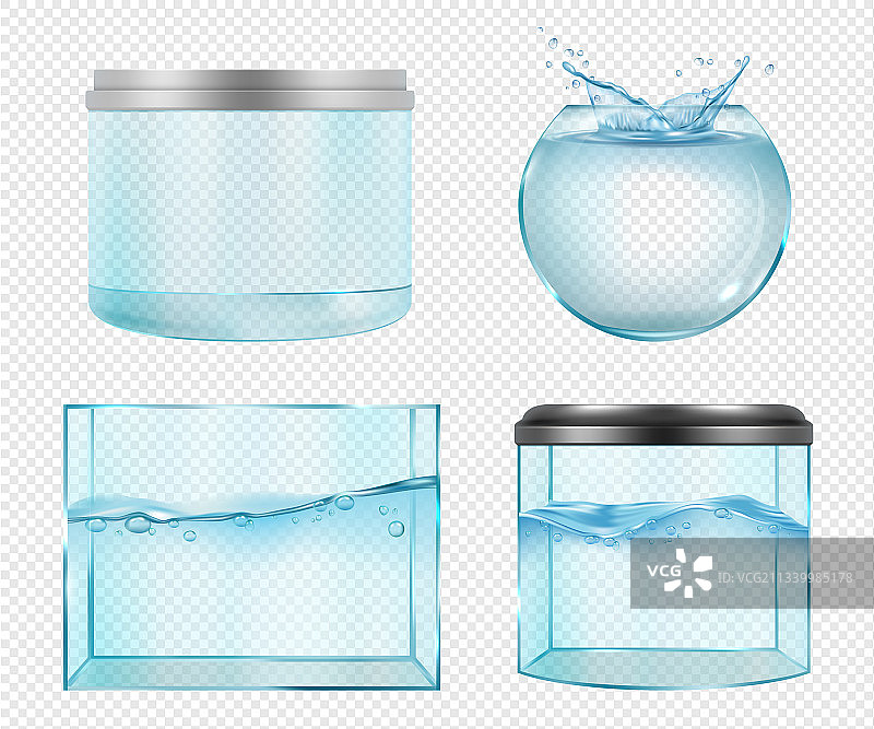 逼真透明的空玻璃水族箱图片素材