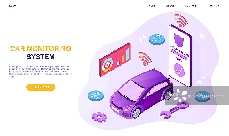 汽车监控系统智能遥控图片素材