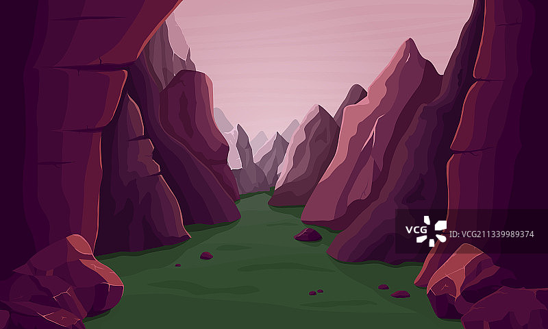 卡通山脉景观红色峡谷自然风光图片素材