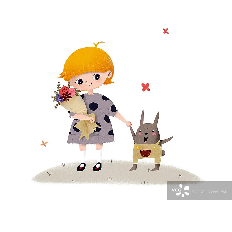 小朋友和兔子图片素材