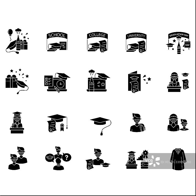 毕业字形图标集图片素材