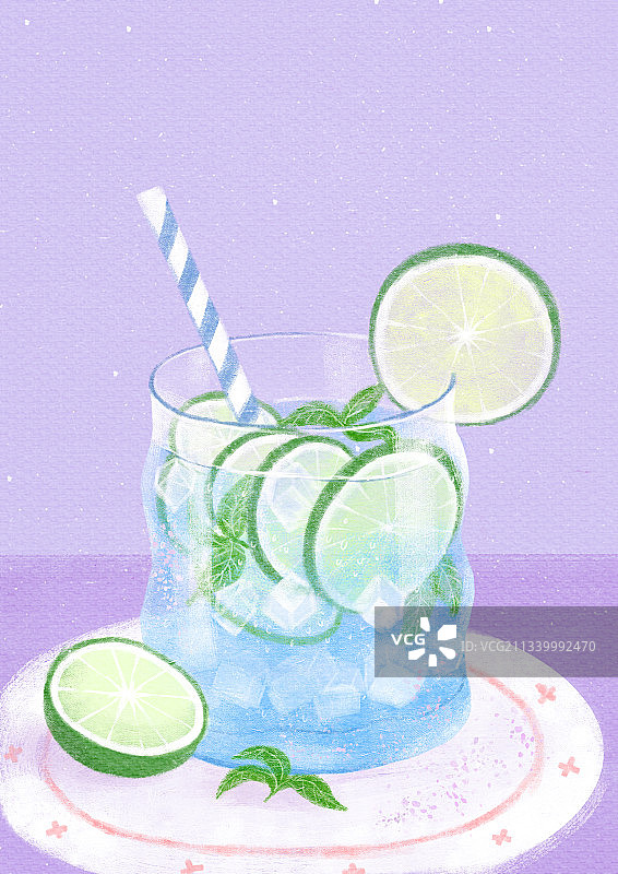 柠檬果茶插画图片素材