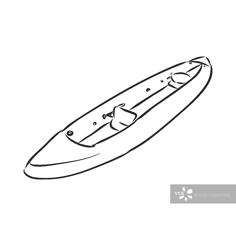 白色背景上的皮划艇素描图片素材