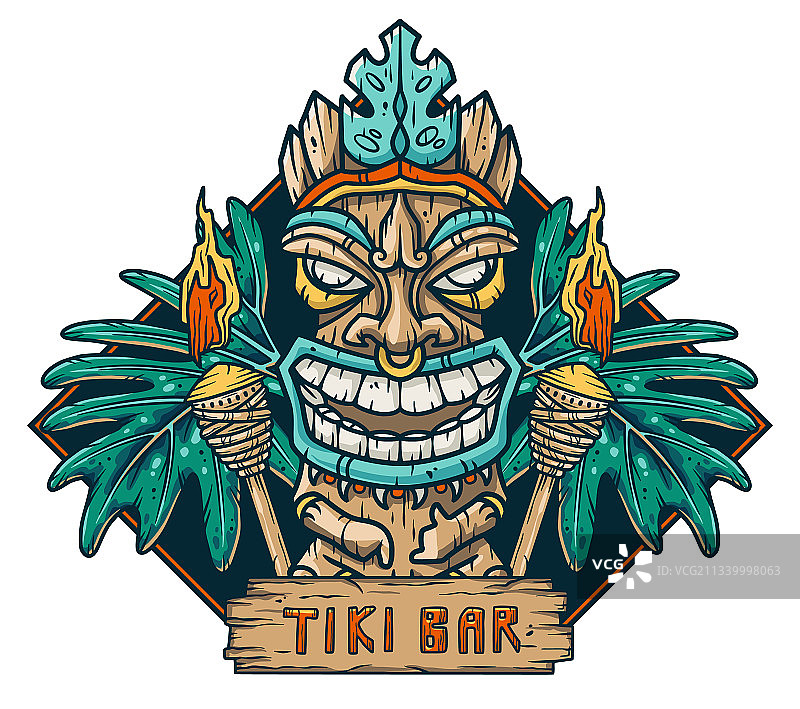 冲浪提基面具夏威夷民族图腾图片素材