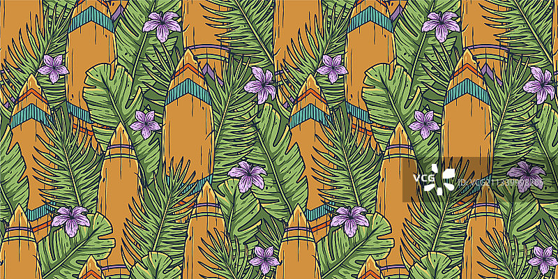 冲浪提基面具夏威夷酒吧民族冲浪图片素材