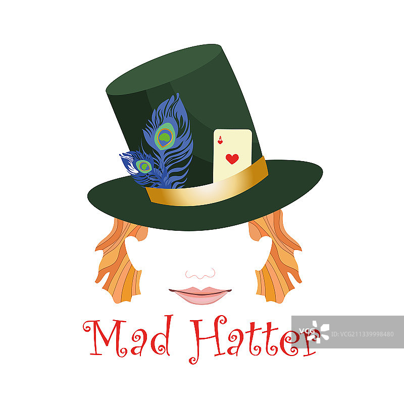 戴着装饰帽子的抽象疯帽子先生头像图片素材