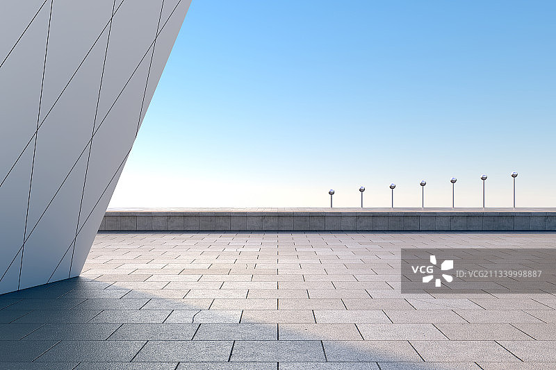 3D现代建筑外部空间背景图片素材