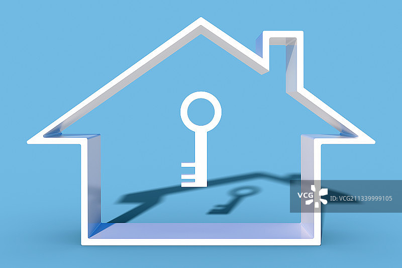 3D抽象住房和钥匙图片素材