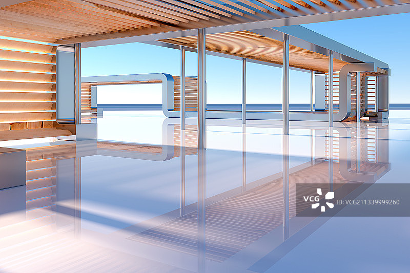 3D现代建筑外部空间背景图片素材