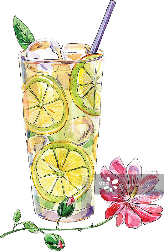 水彩柠檬水图片素材
