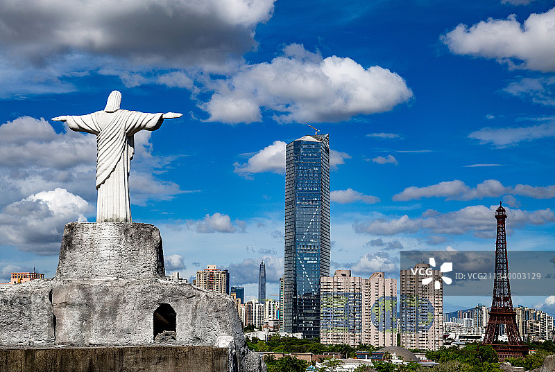 深圳世界之窗耶稣像华侨城大厦图片素材
