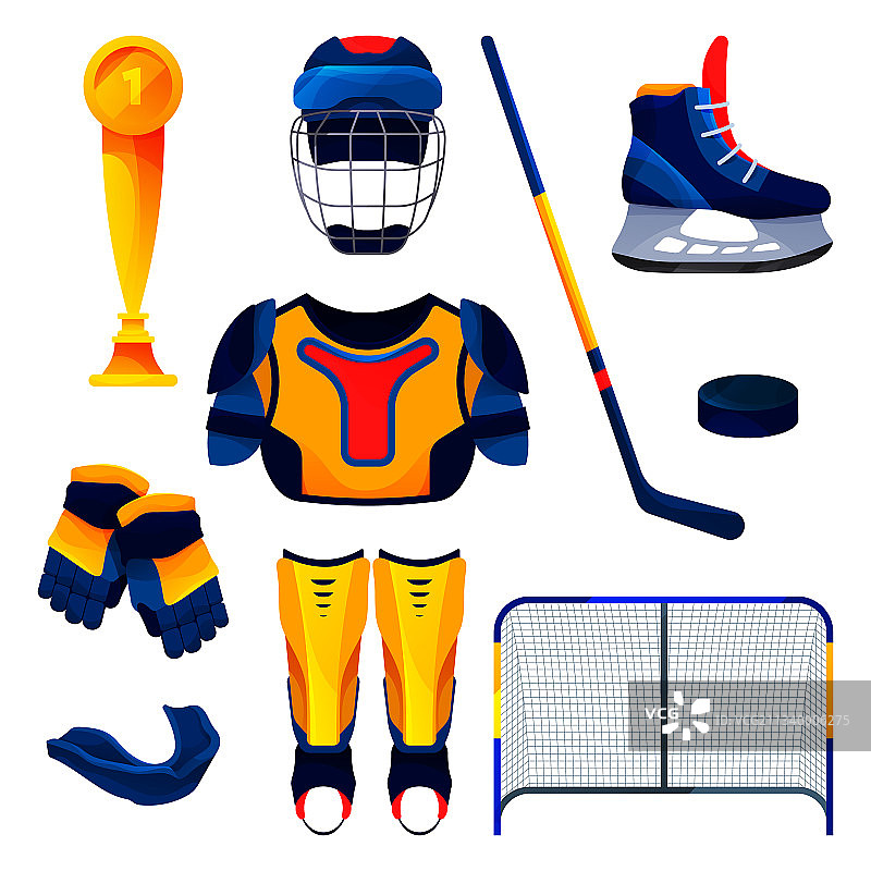 冰球训练装备扁平图标图片素材