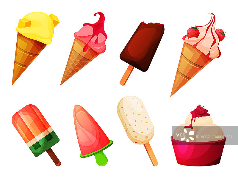 冰淇淋冷冻甜点套装图片素材