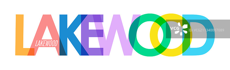 白色背景上的莱克伍德城市名称图片素材