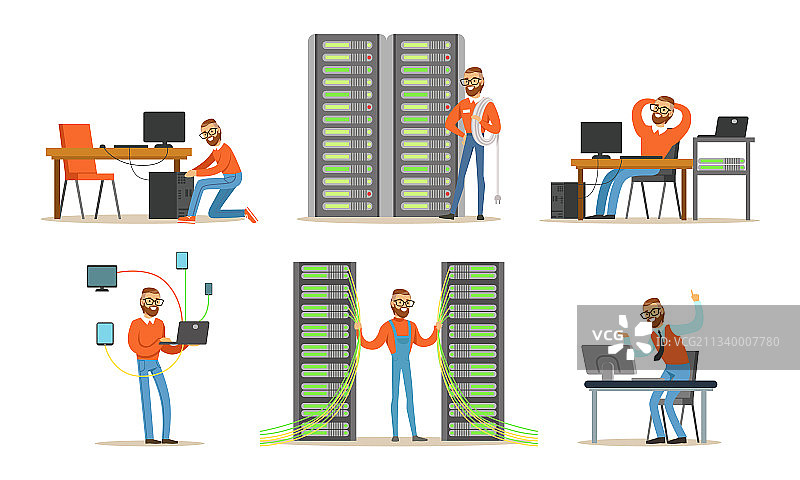 从事修理工作的年轻胡须男图片素材