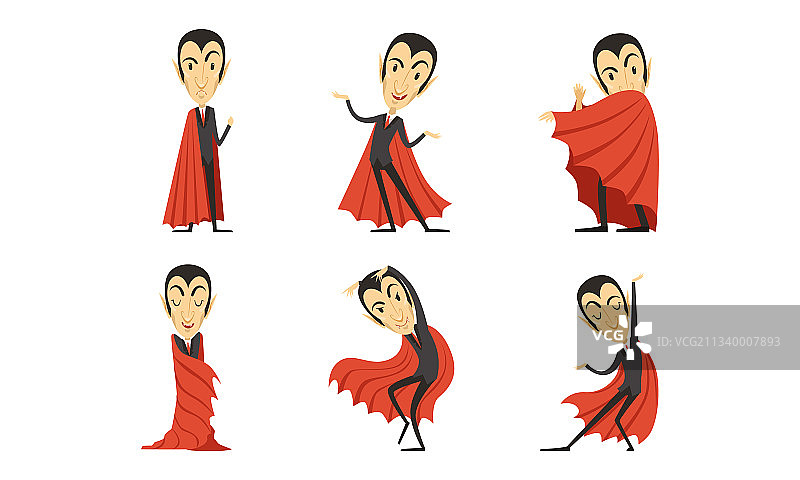 吸血鬼德古拉伯爵身穿红色斗篷图片素材