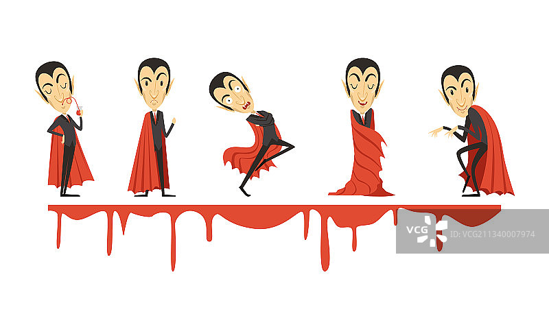 吸血鬼德古拉伯爵身穿红色斗篷图片素材