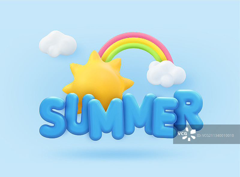 夏季3D banner设计，逼真渲染场景图片素材