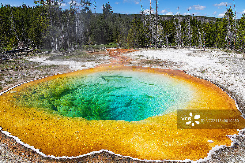蓝天下温泉的风景图片素材