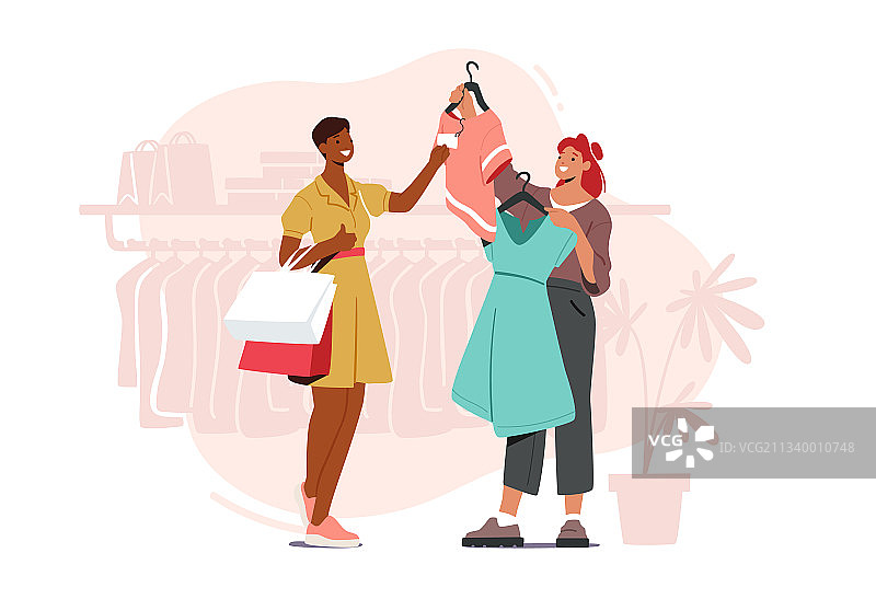 年轻女人在商店里挑选时装图片素材