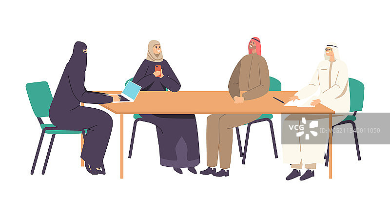 阿拉伯商业团队与合作伙伴举行董事会会议图片素材