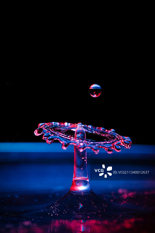 水花飞溅特写，黑色背景图片素材