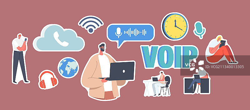 网络电话技术贴纸图片素材